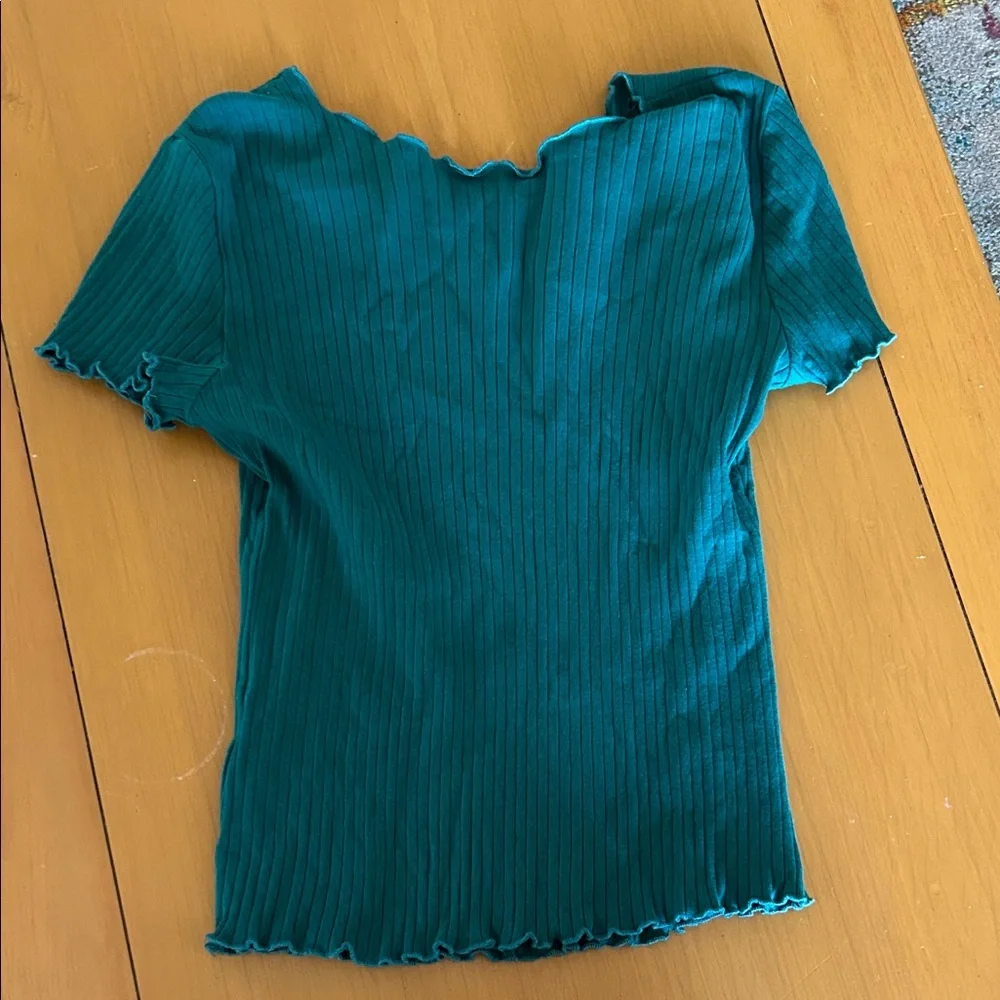 Teal Ruffled Women's Top - Picture 2 of 2